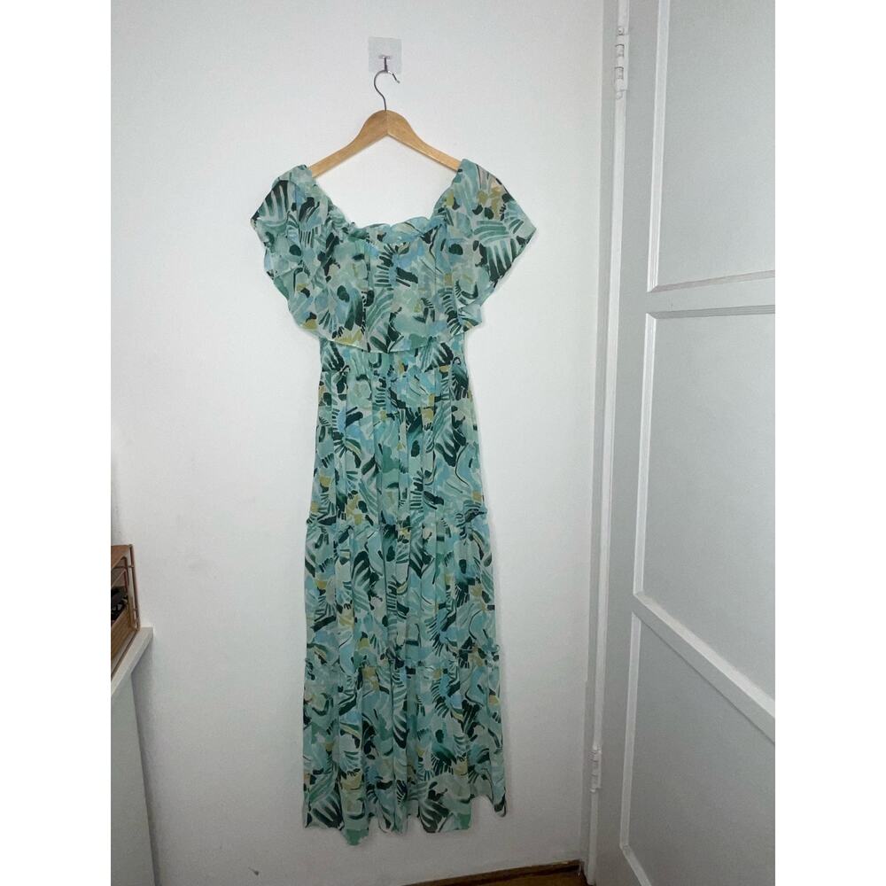 NWT Rabbit Rabbit Rabbit Design Women Off the Shoulder Green Dress Sz 6 MSRP$89